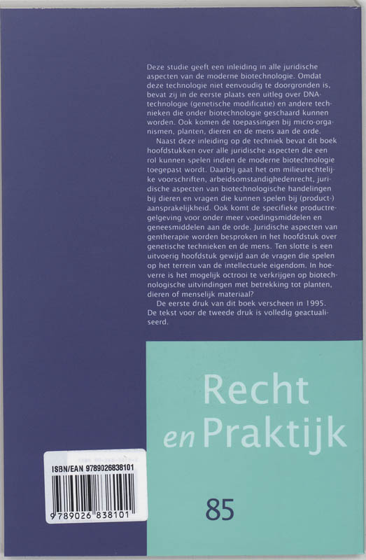 Achterkant van Moderne biotechnologie en recht