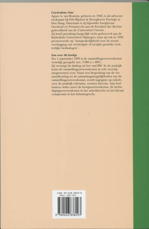Achterkant van Vaststellingsovereenkomst