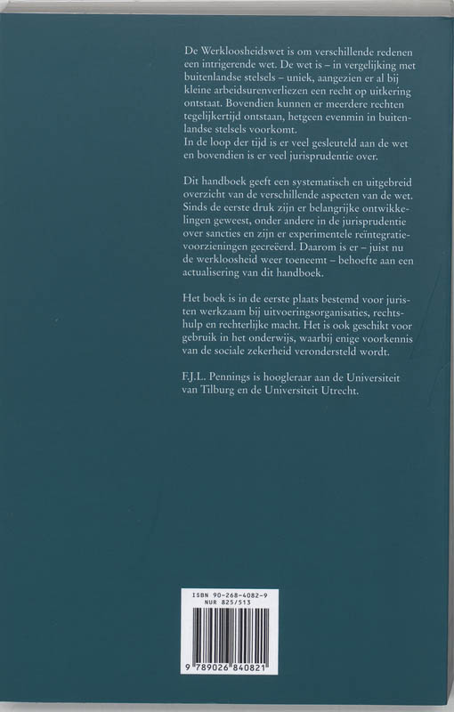 Achterkant van De Werkloosheidswet
