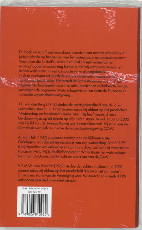 Achterkant van Waterstaats- en waterschapsrecht
