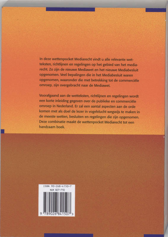 Achterkant van wettenpocket mediarecht