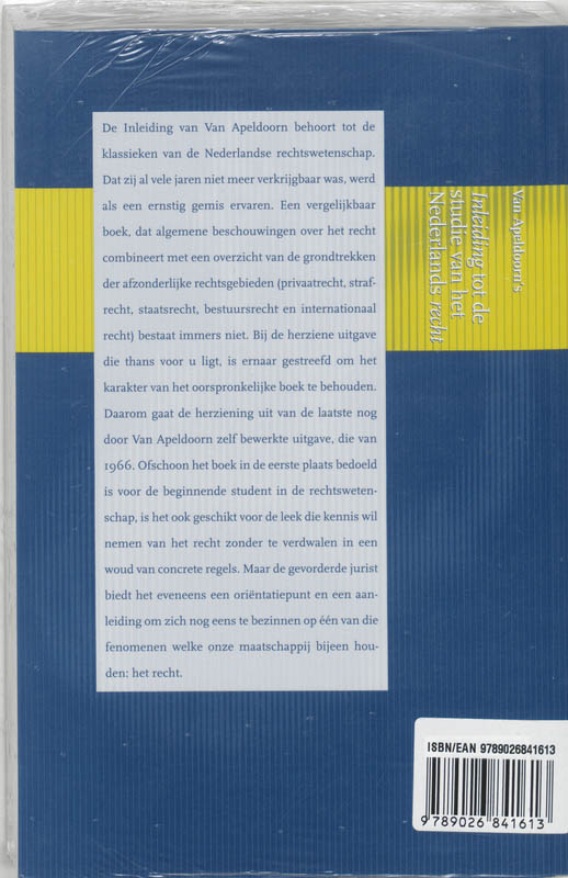 Achterkant van Van Apeldoorn's inleiding tot de studie van het Nederlandse recht