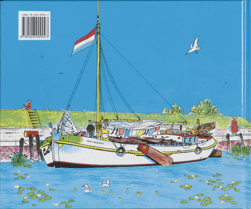 Achterkant van De koe die in het water viel