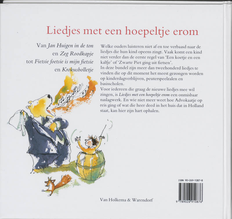 Achterkant van Liedjes met een hoepeltje erom