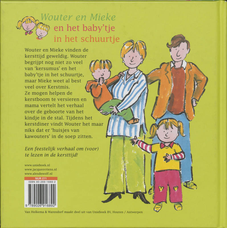 Achterkant van Wouter en Mieke en het baby'tje in het schuurtje