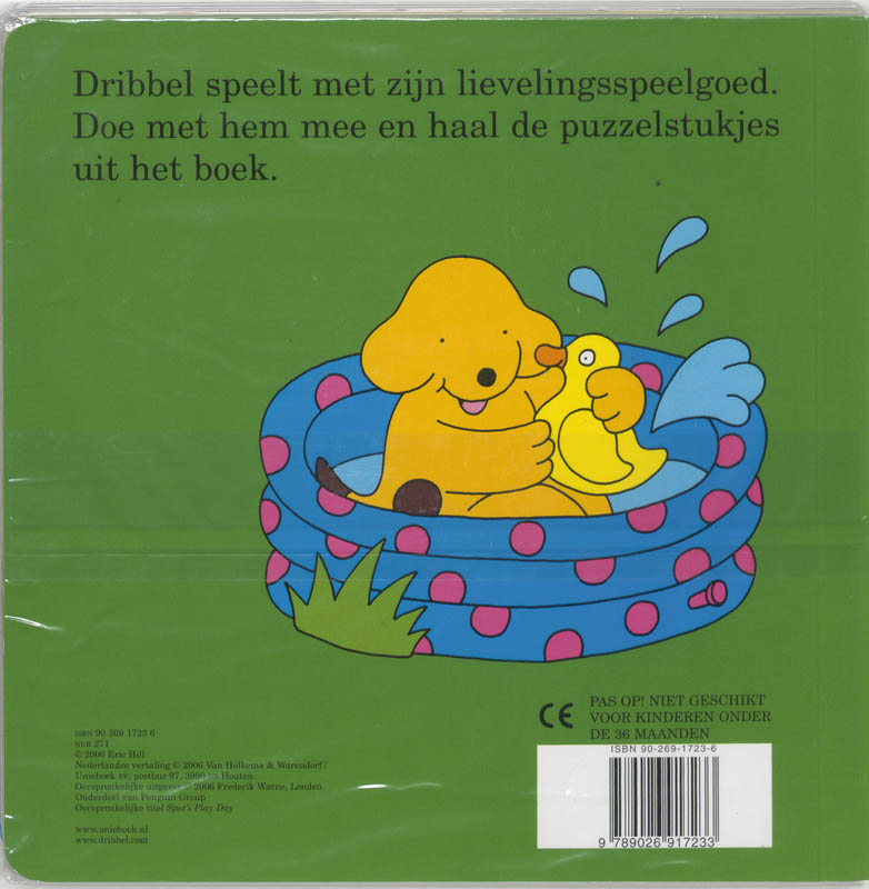 Achterkant van Dribbel en zijn speelgoed