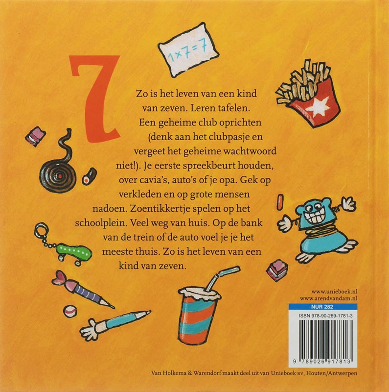 Achterkant van 1,2,3,4,5,6, zeven