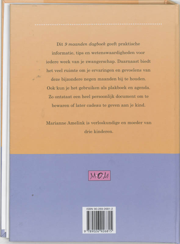 Achterkant van 9 maanden dagboek