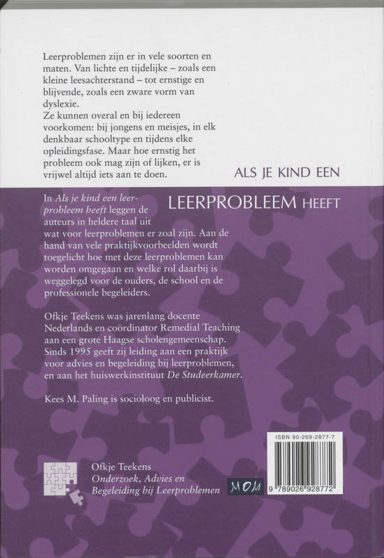 Achterkant van Als je kind een leerprobleem heeft