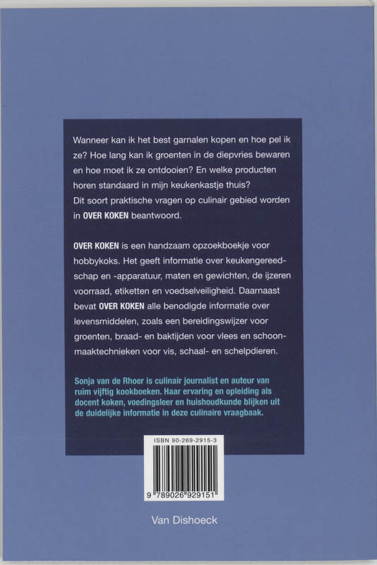 Achterkant van Over koken, de culinaire vraagbaak