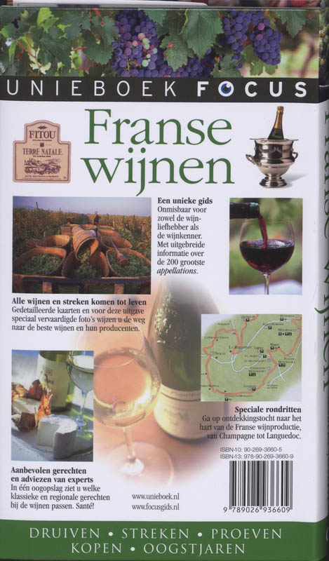 Achterkant van Franse wijnen