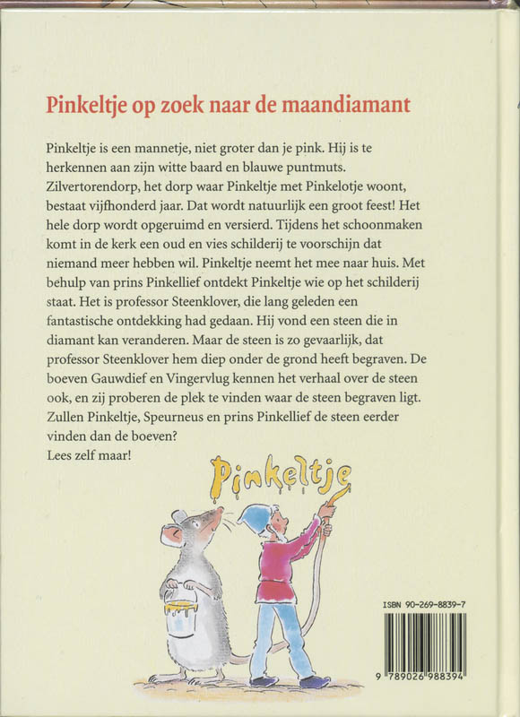 Achterkant van Pinkeltje op zoek naar de maandiamant