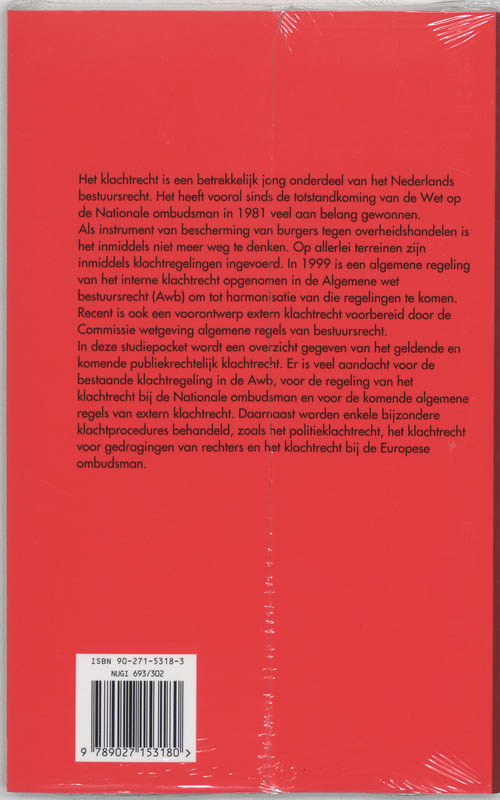Achterkant van Publiekrechtelijk klachtrecht