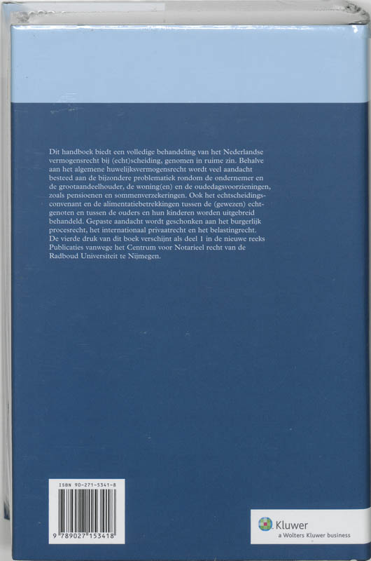 Achterkant van Handboek Nederlands vermogensrecht bij scheiding
