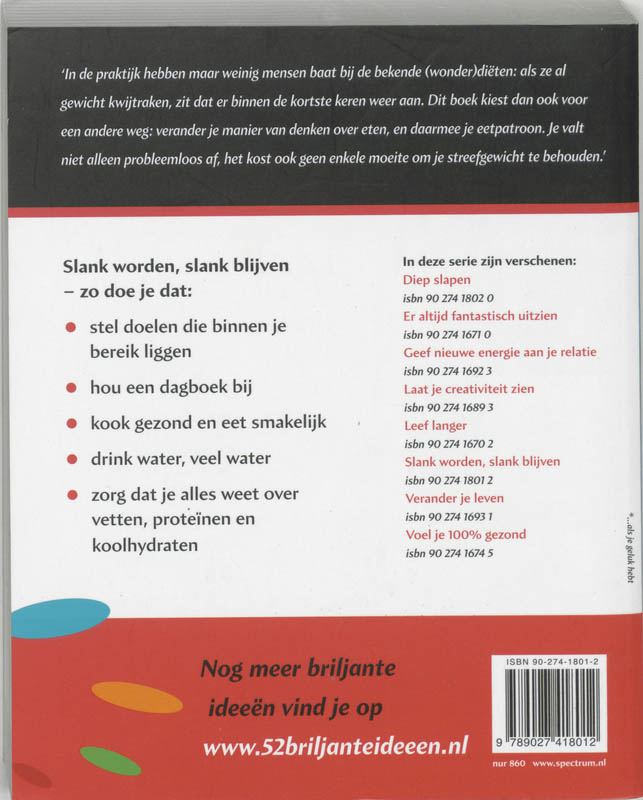 Achterkant van Slank worden, slank blijven