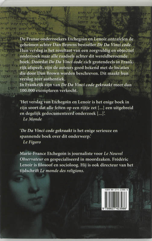 Achterkant van De Da Vinci code gekraakt