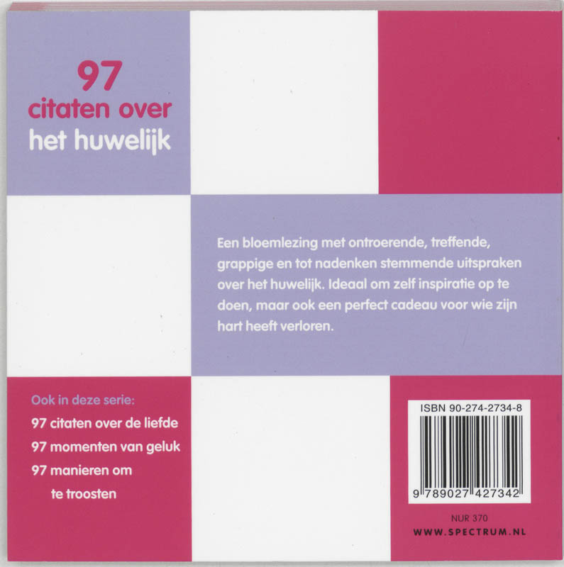 Achterkant van 97 citaten over het huwelijk
