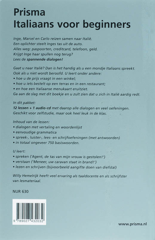 Achterkant van Prisma Italiaans voor beginners