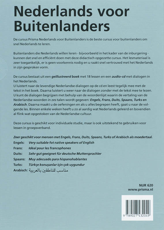 Achterkant van Nederlands voor Buitenlanders
