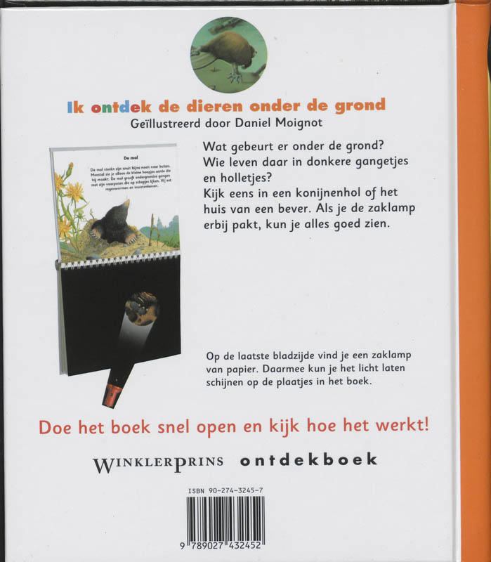 Achterkant van Ik ontdek de dieren onder de grond