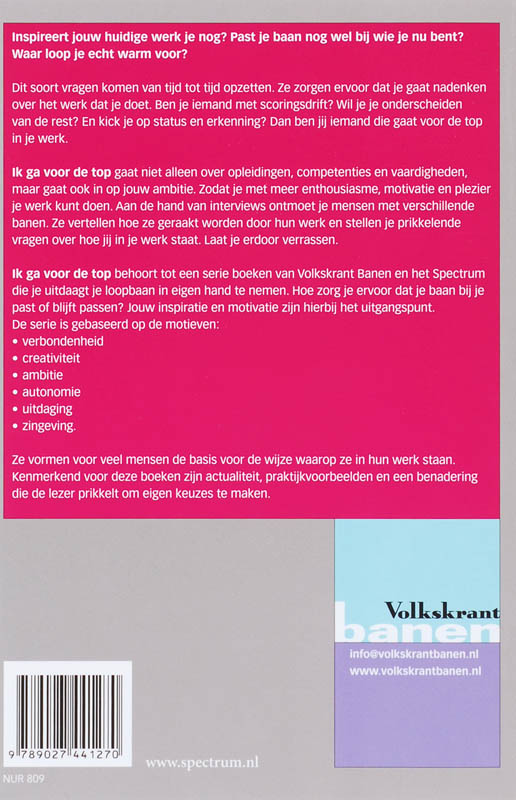Achterkant van Ik ga voor de top