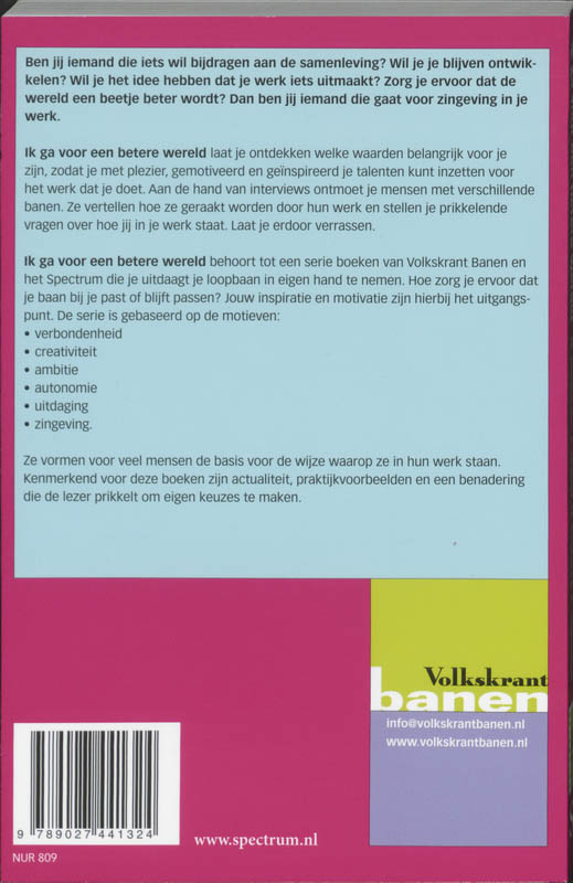 Achterkant van Ik ga voor een betere wereld