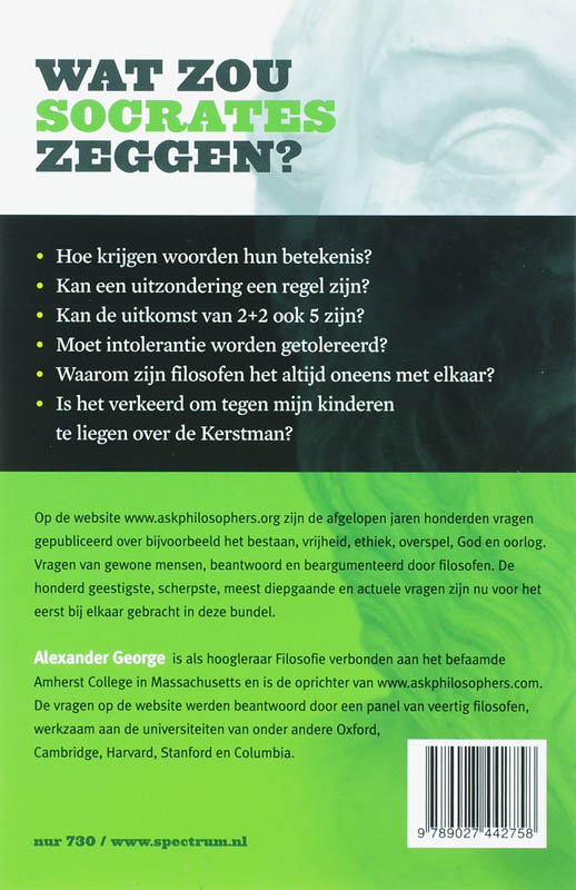 Achterkant van Wat zou Socrates zeggen?
