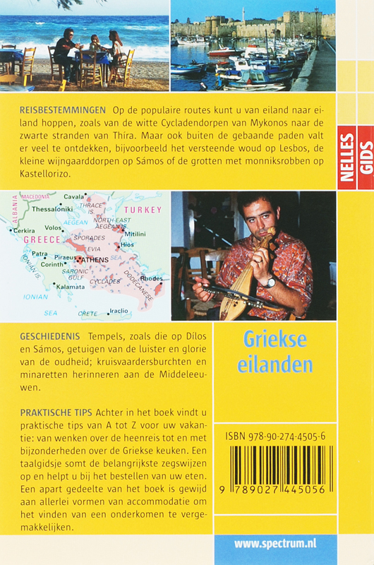Achterkant van Nelles gids Griekse eilanden