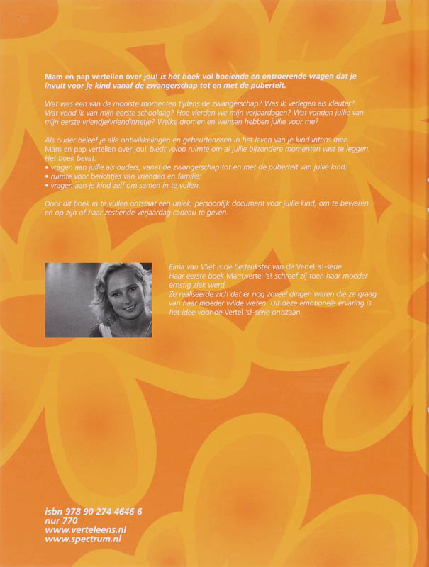 Achterkant van Mam en Pap vertellen over jou!
