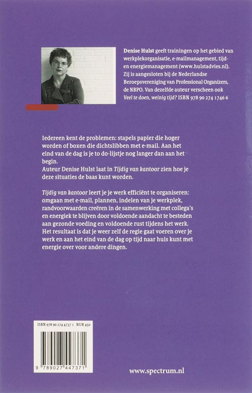 Achterkant van Tijdig van kantoor
