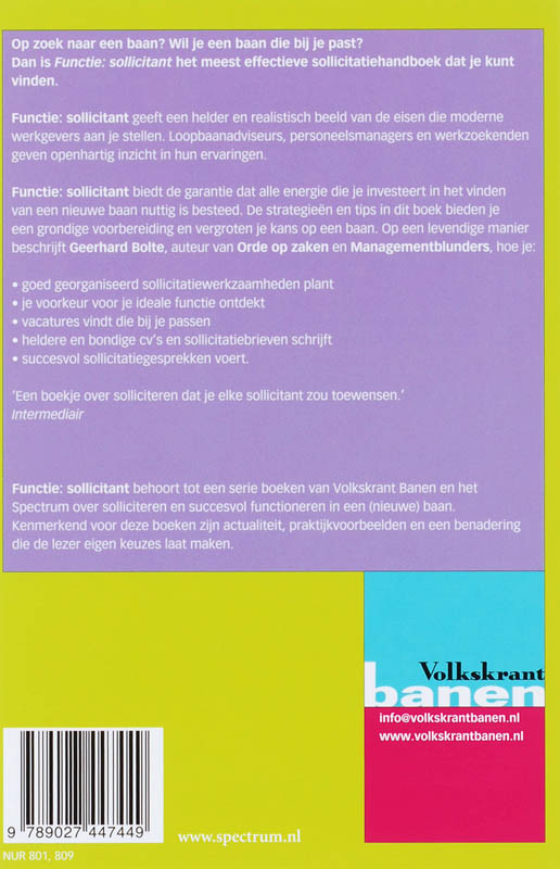 Achterkant van Functie: Sollicitant