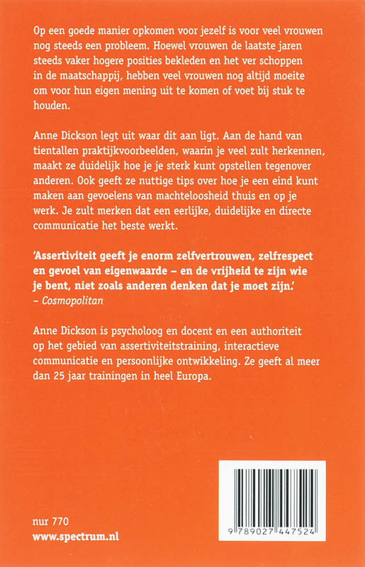 Achterkant van Opkomen voor jezelf