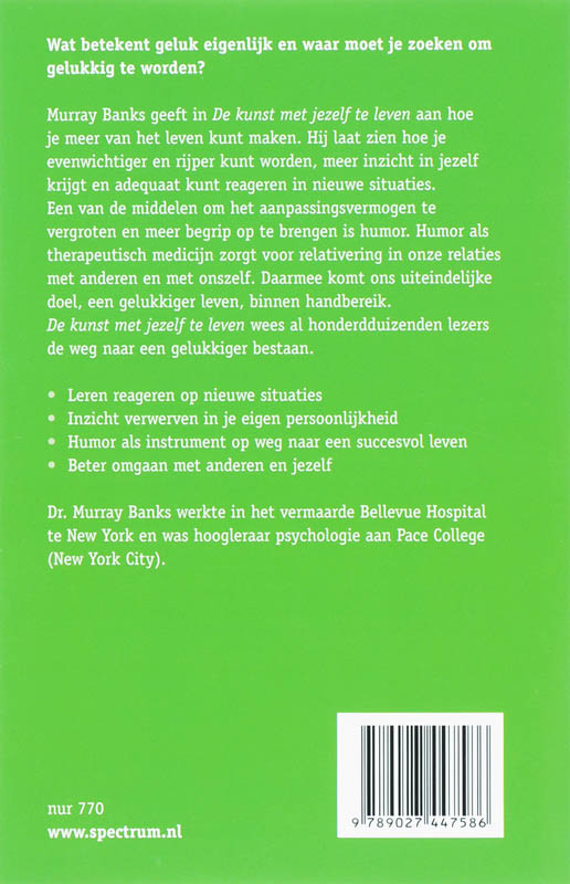 Achterkant van De kunst met jezelf te leven