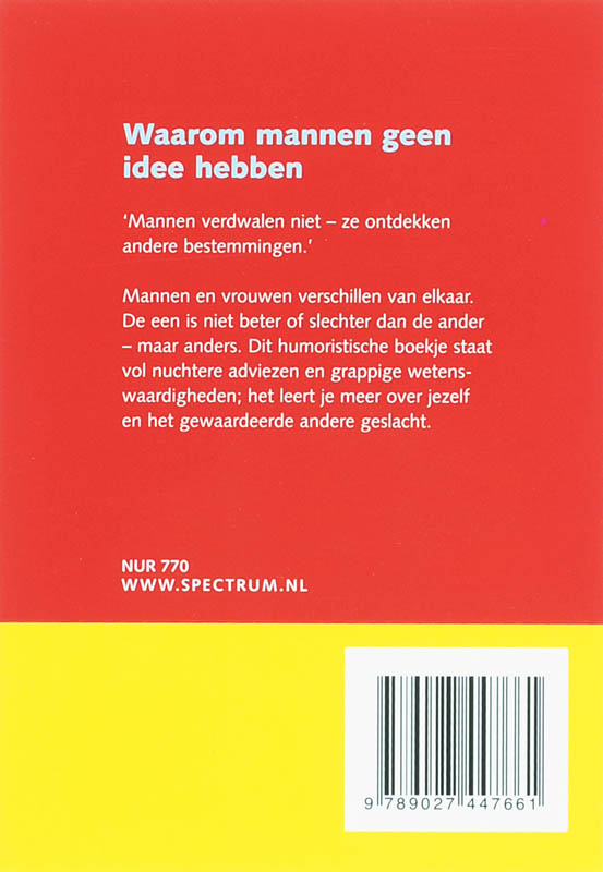 Achterkant van Waarom mannen geen idee hebben