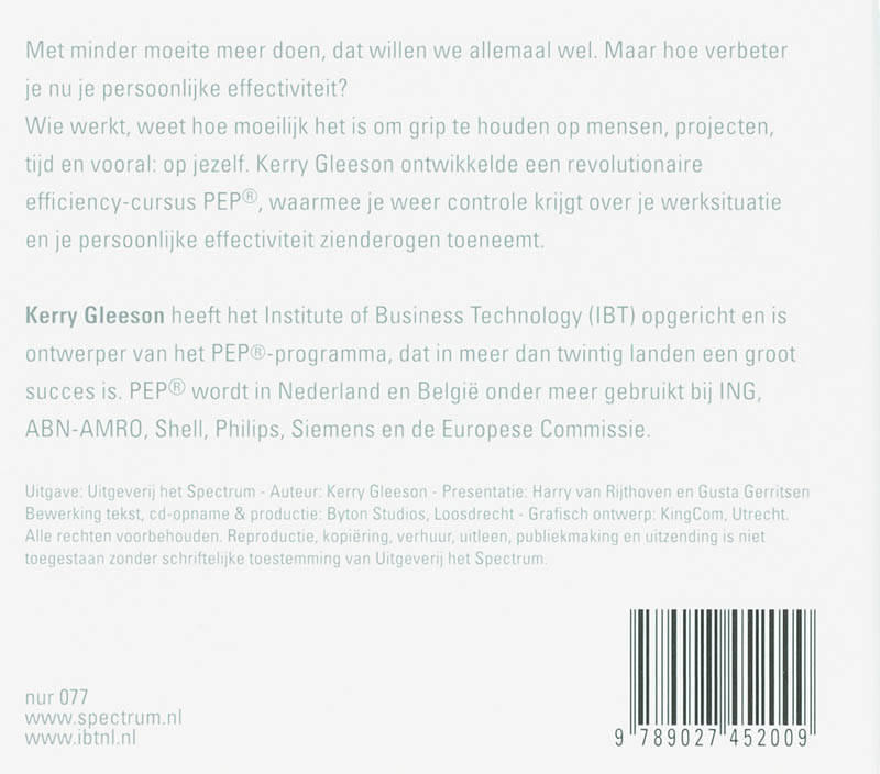 Achterkant van Het persoonlijk efficiency programma