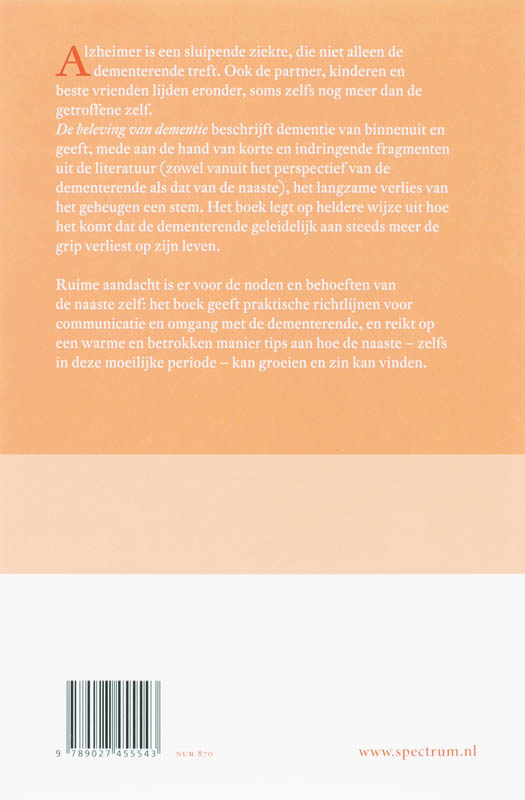 Achterkant van De beleving van dementie