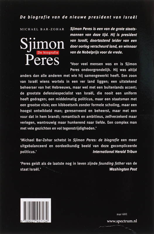 Achterkant van Sjimon Peres