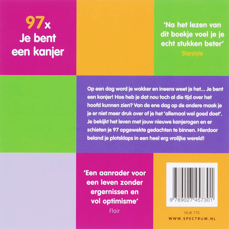 Achterkant van 97 x je bent een kanjer