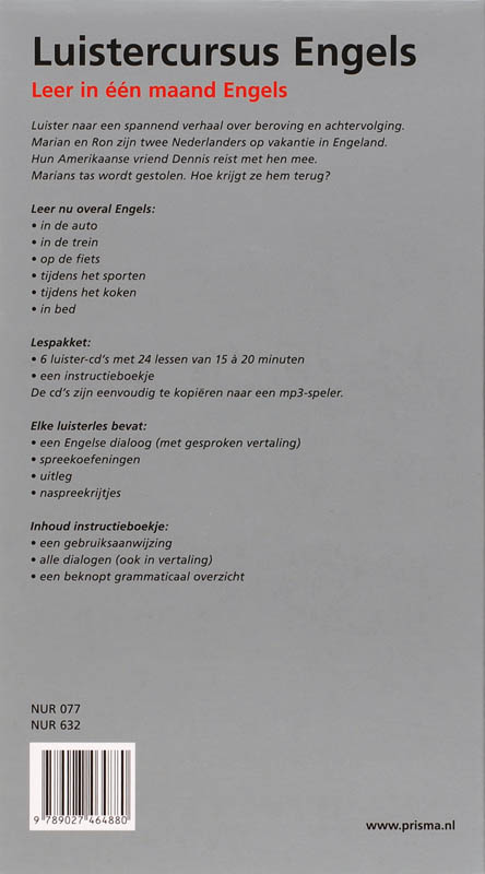 Achterkant van Prisma Luistercursus Engels 6 CD'S