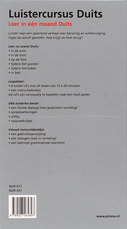 Achterkant van Luistercursus duits