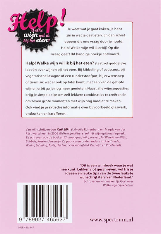 Achterkant van Help! Welke wijn wil ik bij het eten?