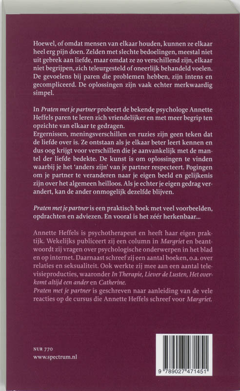 Achterkant van Praten met je partner