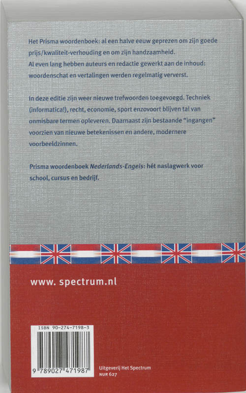 Achterkant van Nederlands-Engels