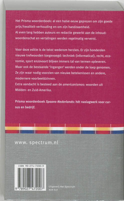 Achterkant van Spaans-Nederlands