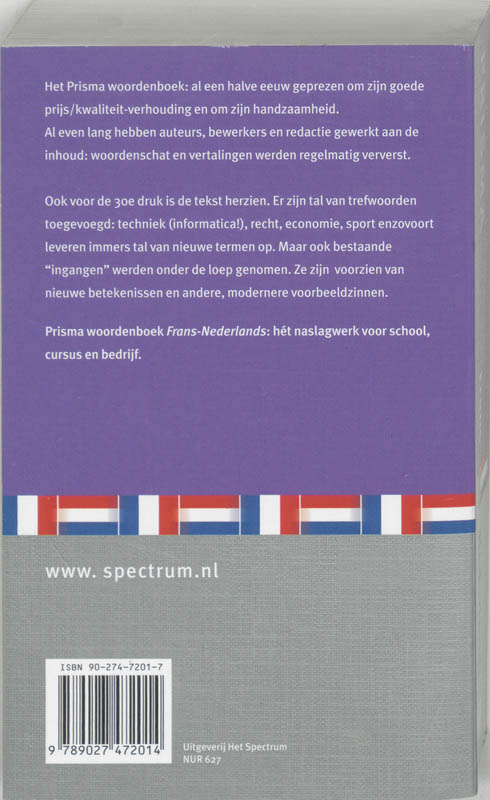 Achterkant van Frans-Nederlands
