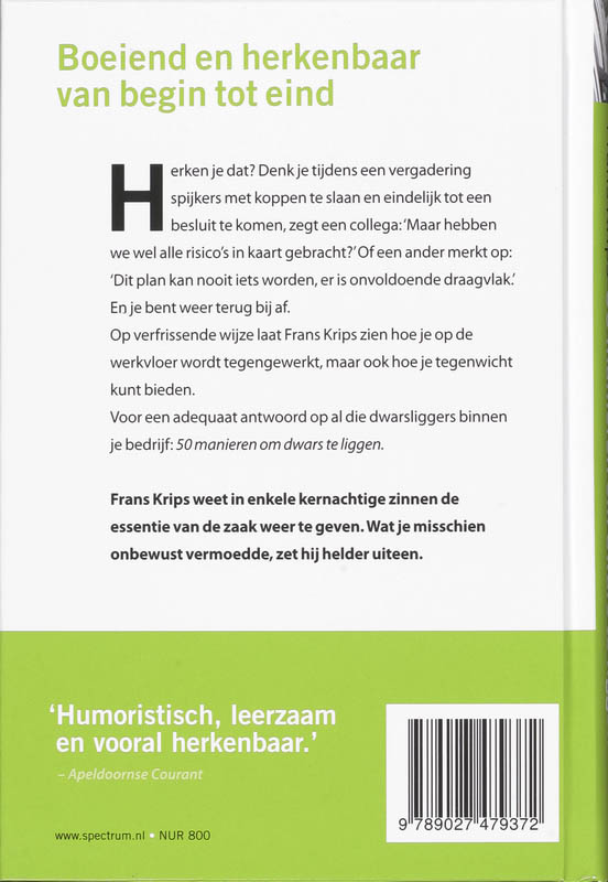 Achterkant van 50 manieren om dwars te liggen
