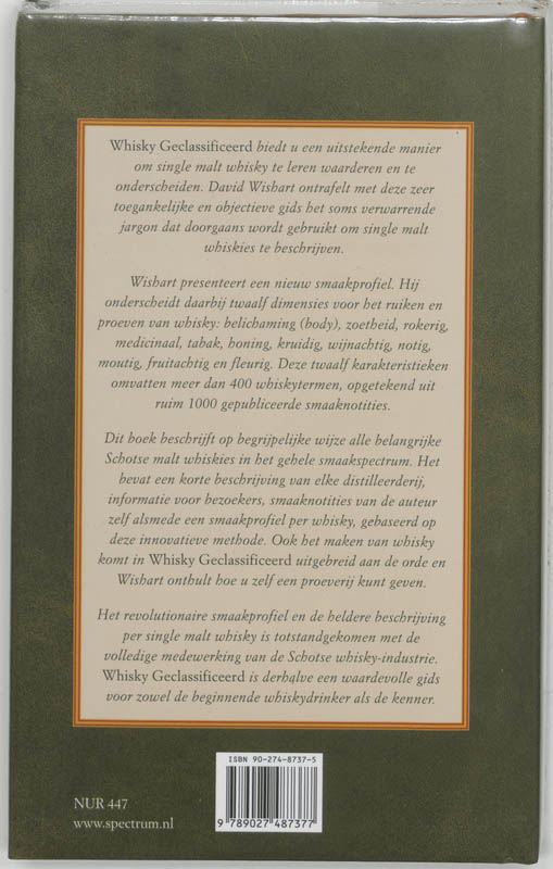 Achterkant van Whisky geclassificeerd