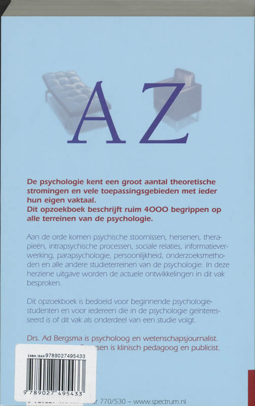 Achterkant van Psychologie van A tot Z