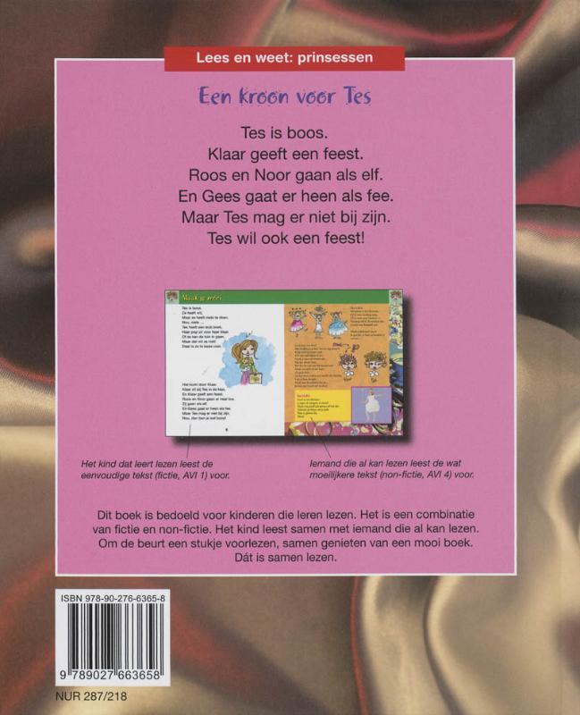 Achterkant van Een kroon voor Tes. Over prinsessen