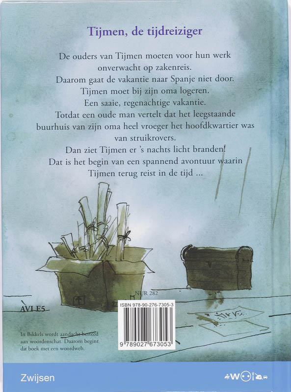 Achterkant van Tijmen, de tijdreiziger